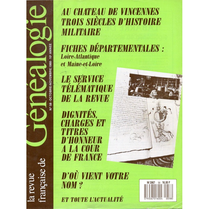 Revue Française de Généalogie N° 058 octobre-novembre 1988