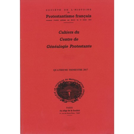Cahiers du centre de généalogie Protestante n° 142