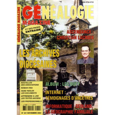 Généalogie Magazine n° 231 - novembre 2003