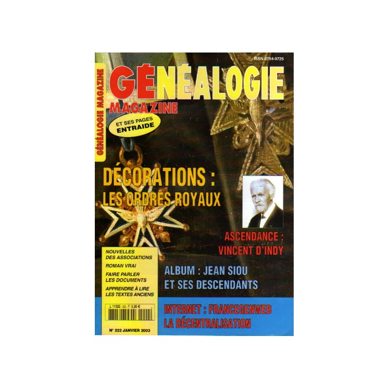 Généalogie Magazine n° 222 - janvier 2003