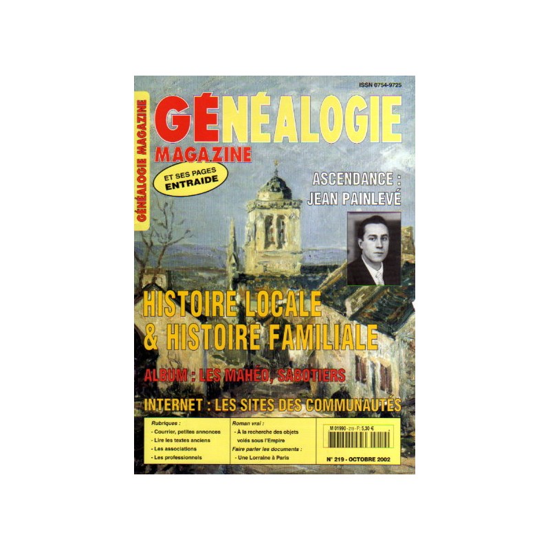 Généalogie magazine n° 219 - octobre 2002