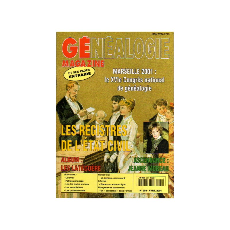 Généalogie Magazine n° 203 - avril 2001