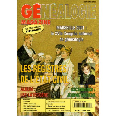 Généalogie Magazine n° 203 - avril 2001
