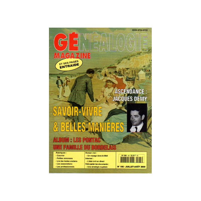 Généalogie Magazine n° 195 - juillet - août 2000