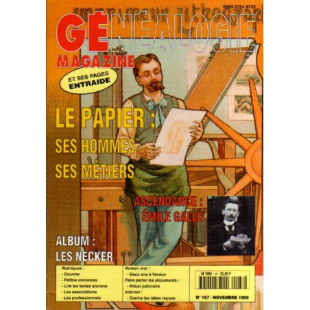 Généalogie Magazine n° 187 - novembre 1999