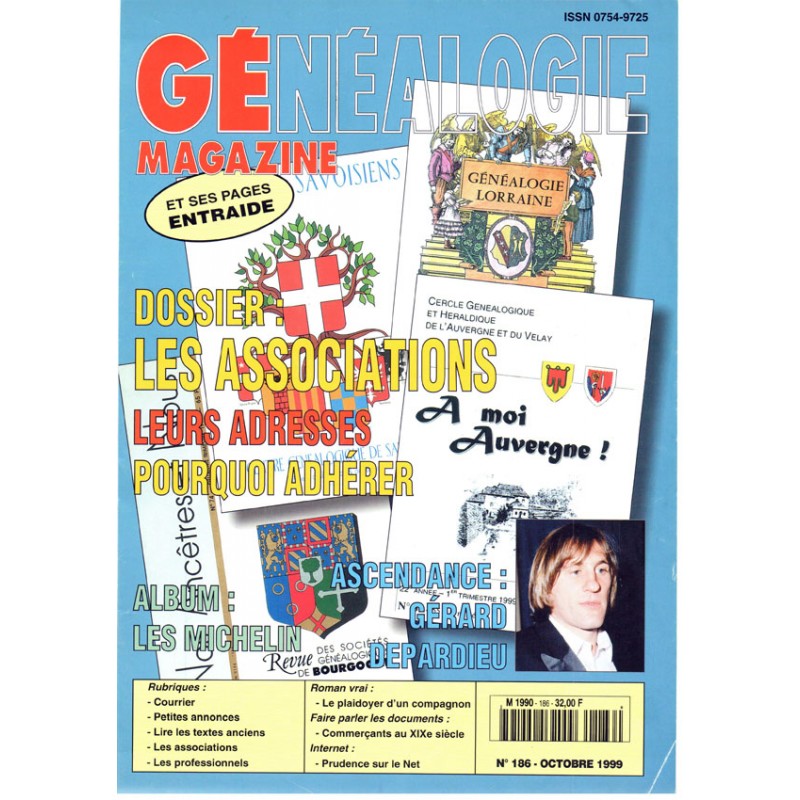 Généalogie Magazine n° 186 - octobre 1999