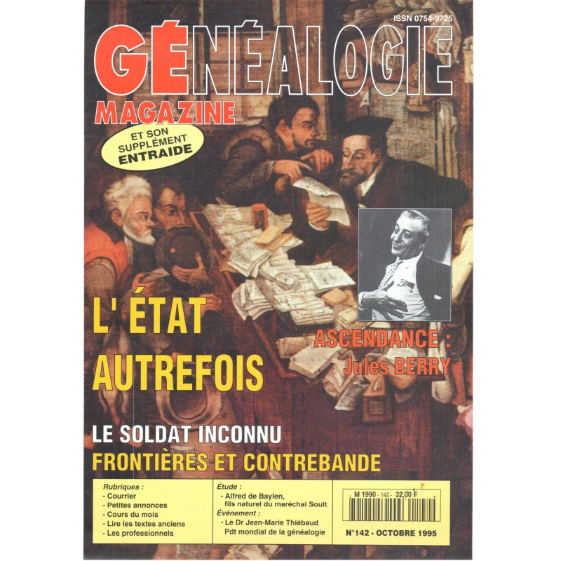 Généalogie Magazine n° 142 - octobre 1995