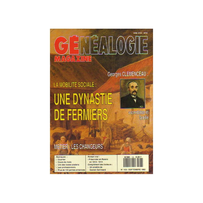 Généalogie Magazine n° 108 - septembre 1992