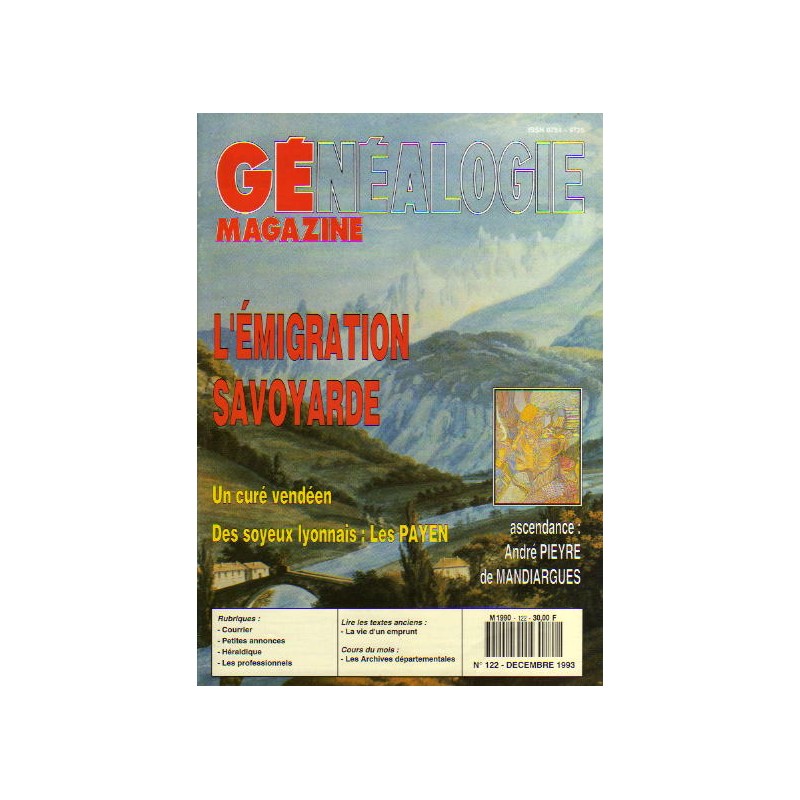 Généalogie Magazine n° 122 - décembre 1993