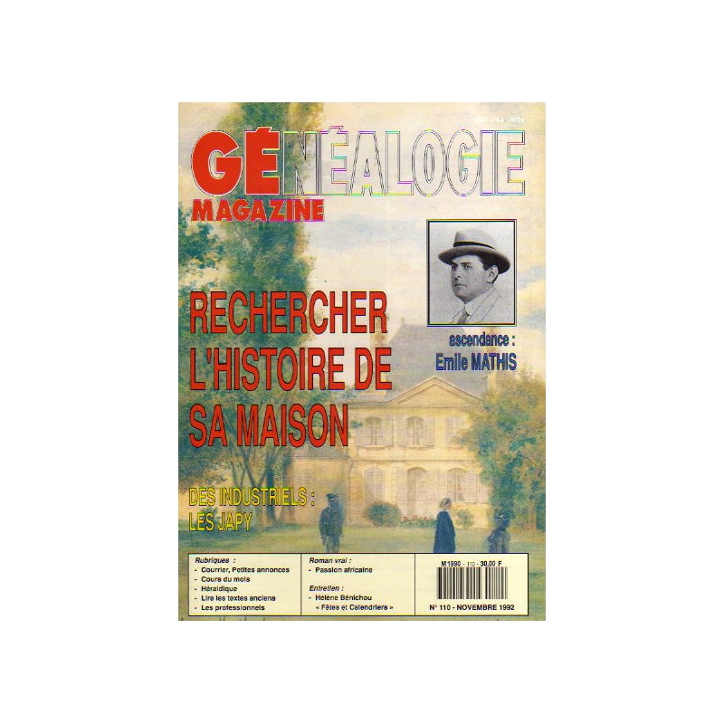Généalogie Magazine n° 110 - novembre 1992