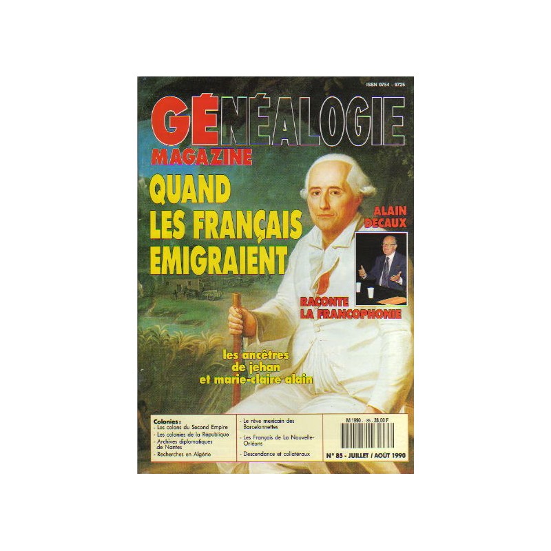 Généalogie Magazine n° 085 - juillet - août 1990