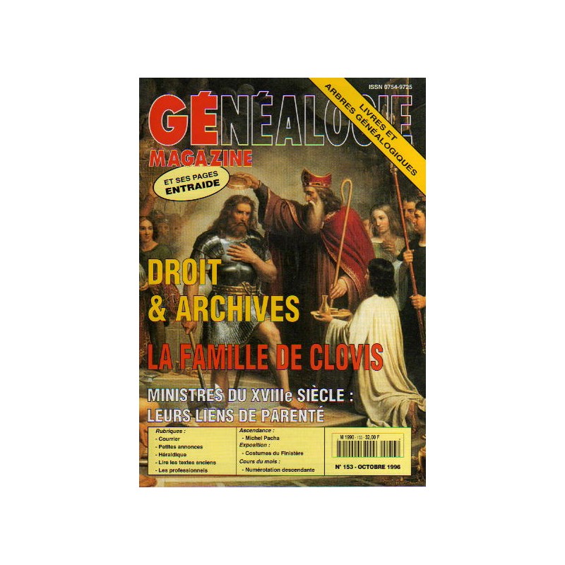 Généalogie Magazine n° 153 - octobre 1996