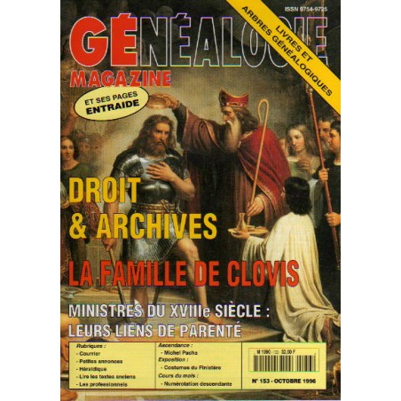 Généalogie Magazine n° 153 - octobre 1996